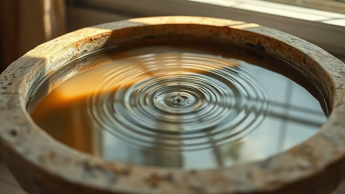 ripples spreading across still water in a stone basin — illustration for How to Pause Before Reacting