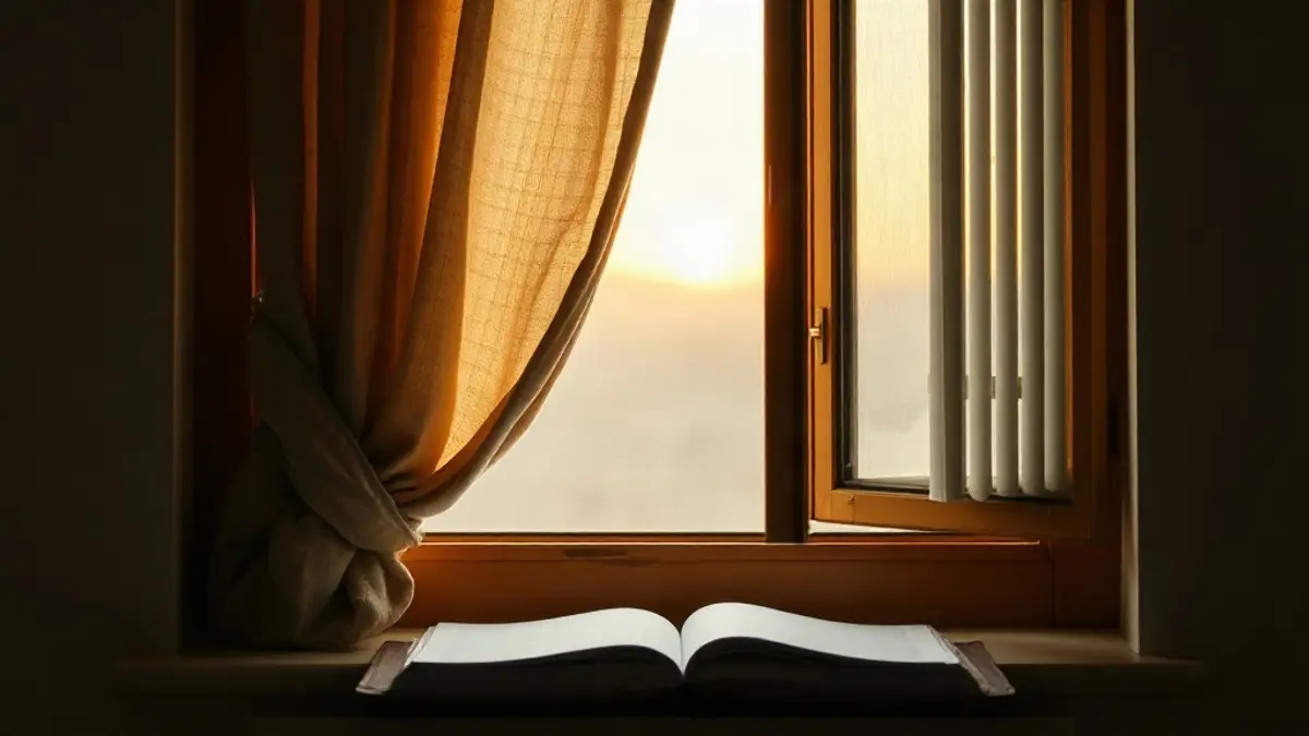 open window at dawn with a linen curtain lifting — illustration for Inner Child Work for Beginners