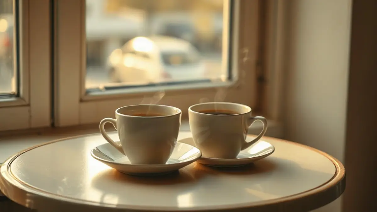 two cups of tea on a small table by a window — illustration for Why Do I Repeat Relationship Patterns